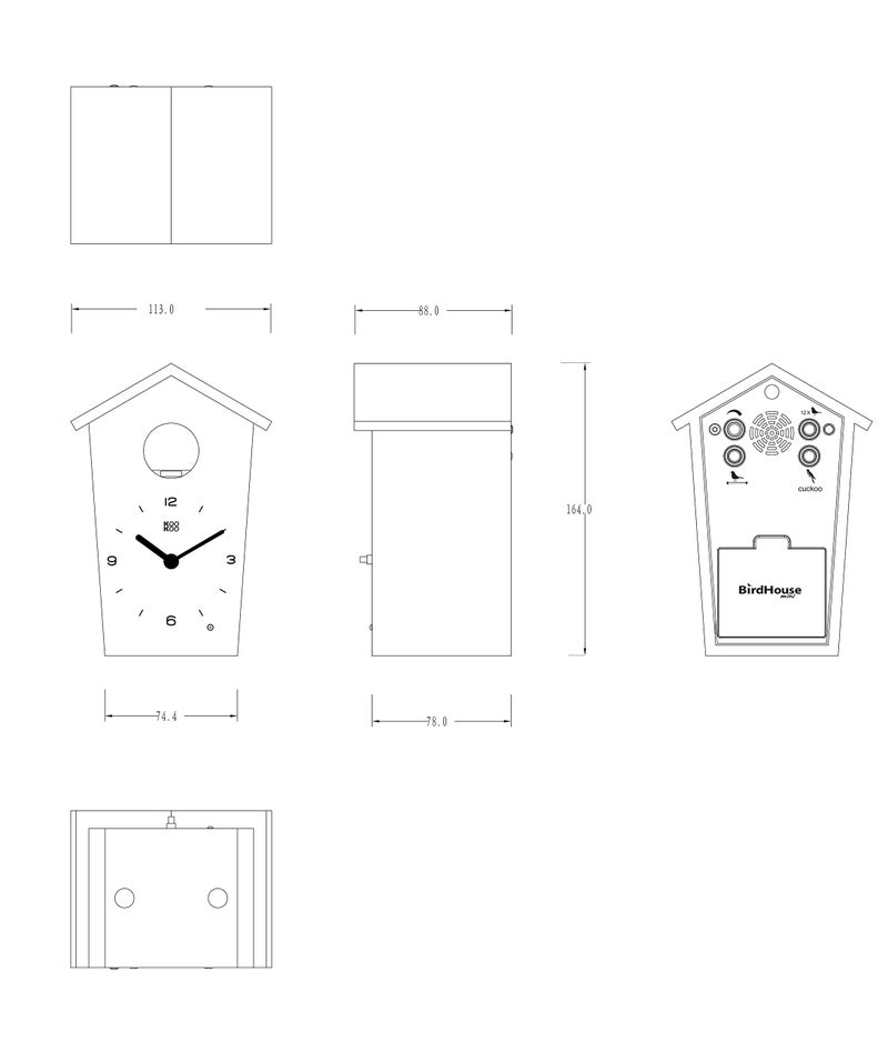 KOOKOO Birdhouse Mini White, Tiny Modern Cuckoo Clock with 12 Natural Bird Songs or Cuckoo Call - Image 3